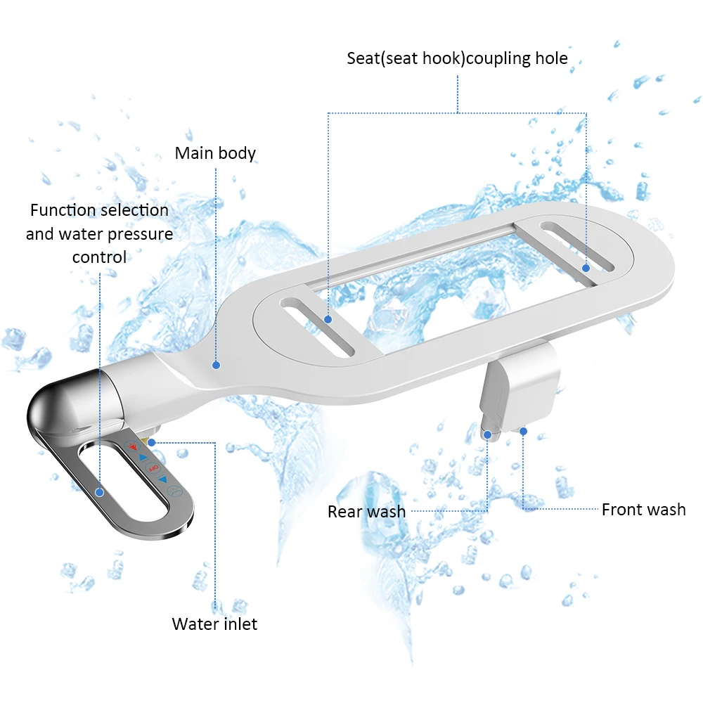 SOOSI New Bidet Attachment Ultra-Slim Toilet Seat Double Nozzle Spiral Adjustable Water Pressure Non-Electric Ass Sprayer 2