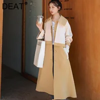 DEAT Trench donna cachi Hit colore risvolto manica lunga con telai stile Casual frangivento 2021 nuova moda autunno 15XM484