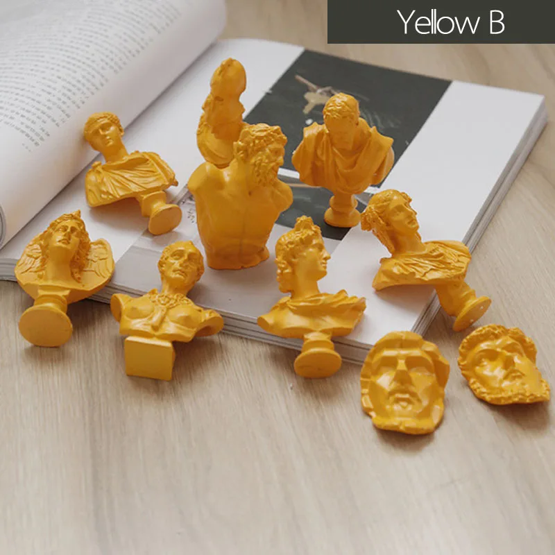 Yellow B 10 шт./компл. фигурки древней греческой мифологической статуи Мини Фигурка Скульптура штукатурка всемирно известный бюст эскиз модель для практики ремесла - Цвет: Yellow B