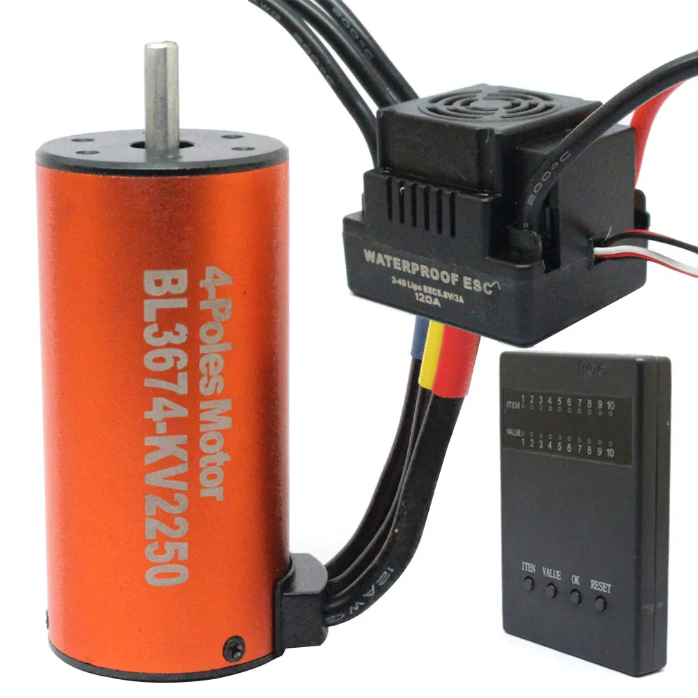 

BL3674 4 Poles High Torque Waterproof Replacement Parts Truck Brushless Motor Kit With 120A ESC Professional For 1:10 RC Car