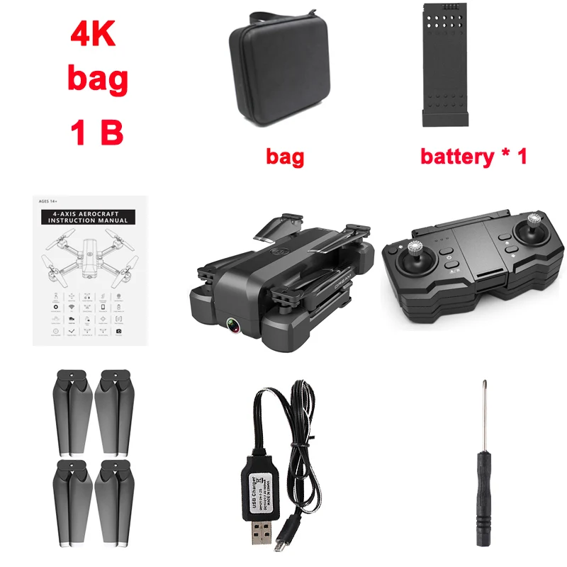 SG706 Квадрокоптер Карманный Дрон камера wifi FPV широкий угол высокий режим удержания складной рычаг RC Квадрокоптер приложение управление вертолет игрушка - Цвет: 4K-bag