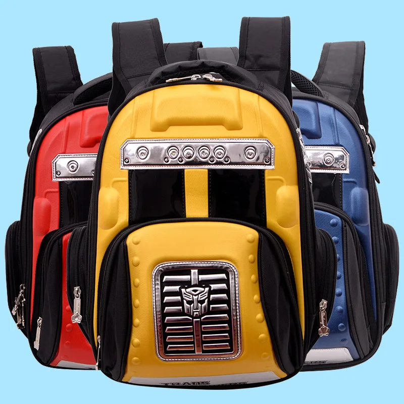 

New Hard-shell 3D Luminescent Vehicle Cartoon Backpack for Primary School Students In Grade 1-6 Black Backpack Bookbag