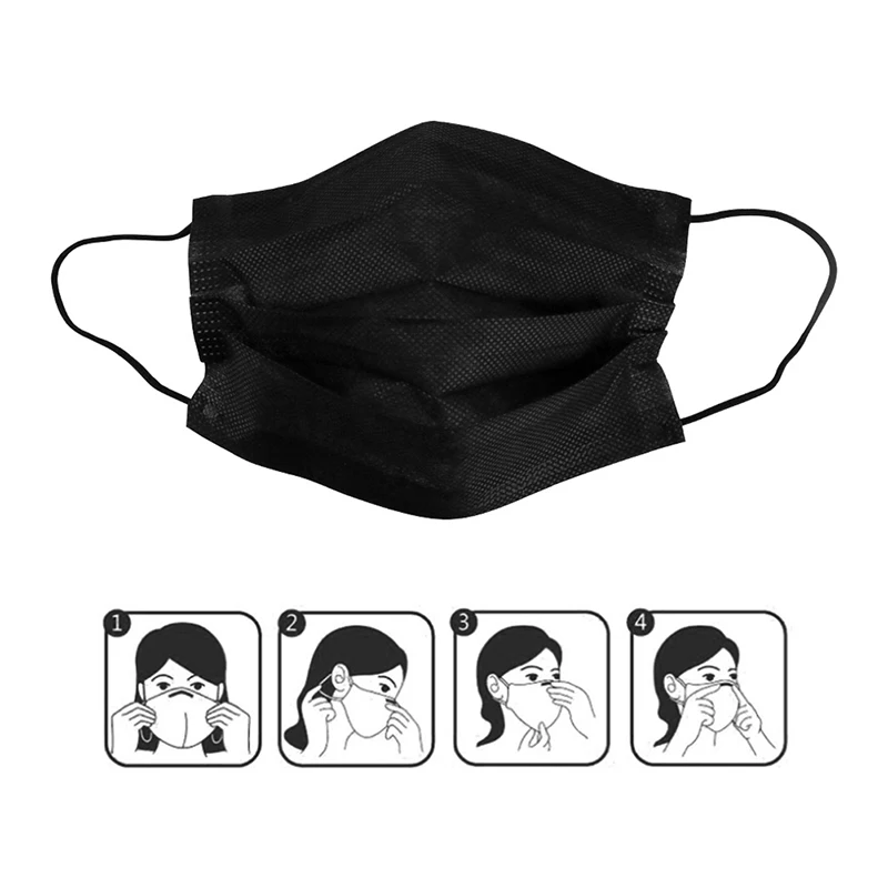 

Poratbel Disposable Cycling Face Mask Anti-pollution Mask Black Adult Protective Fabric Dust Mask Single Individually Packed