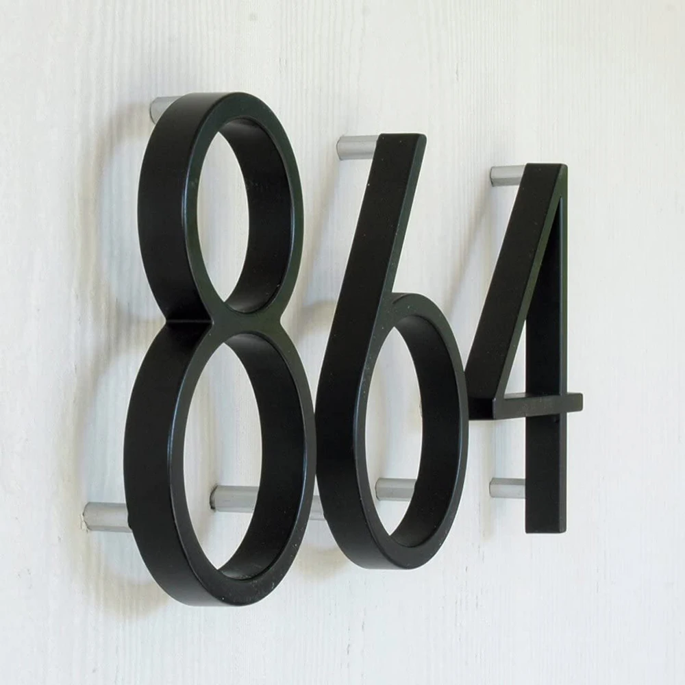 142mm Floating Exterior House Numbers Modern Number Signs on the Door Extra Large Black Apartment Address and Mailbox Plate #0-9 house number signs door signs house numbers number plate