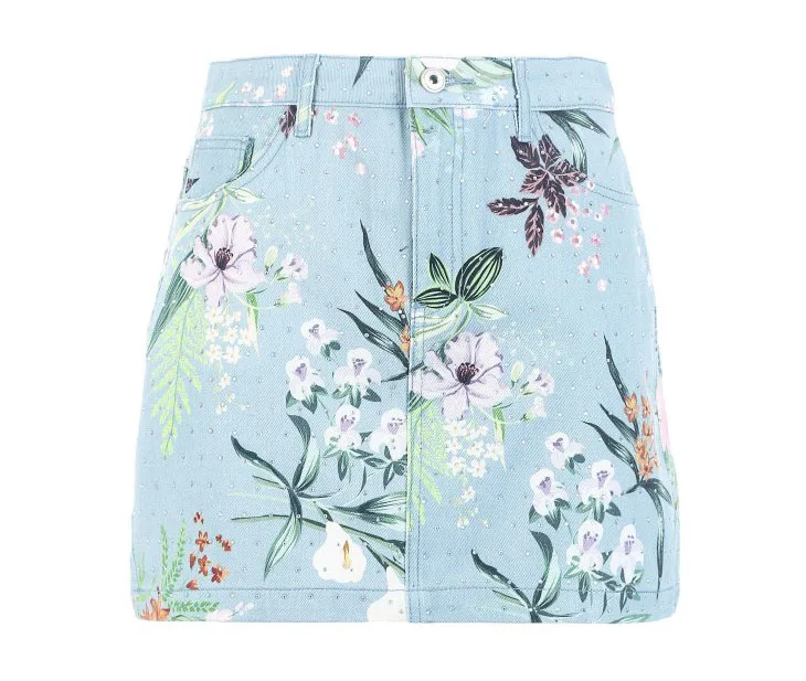 Vero Moda женская джинсовая юбка из хлопка в пляжном стиле с принтом, стразы | 319237534