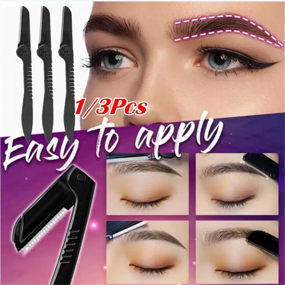 

1/3Pcs Pain-free Eyebrow Trimmer Portable Folding Eyebrow Trimmer Safe Painless Eyebrow Shapers Eyebrow Shaving Hair Razors Tool