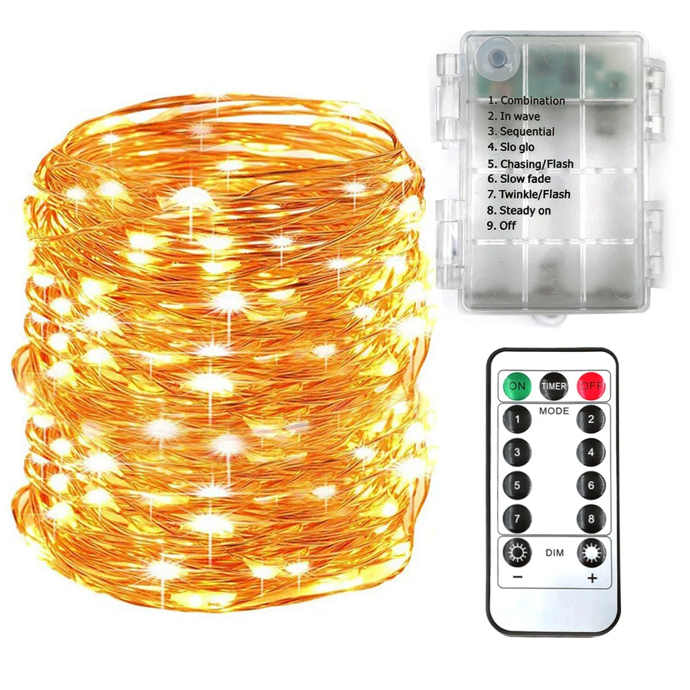 Fairy Lights Battery Operated 100LED String Lights Remote Control Timer Twinkle 
