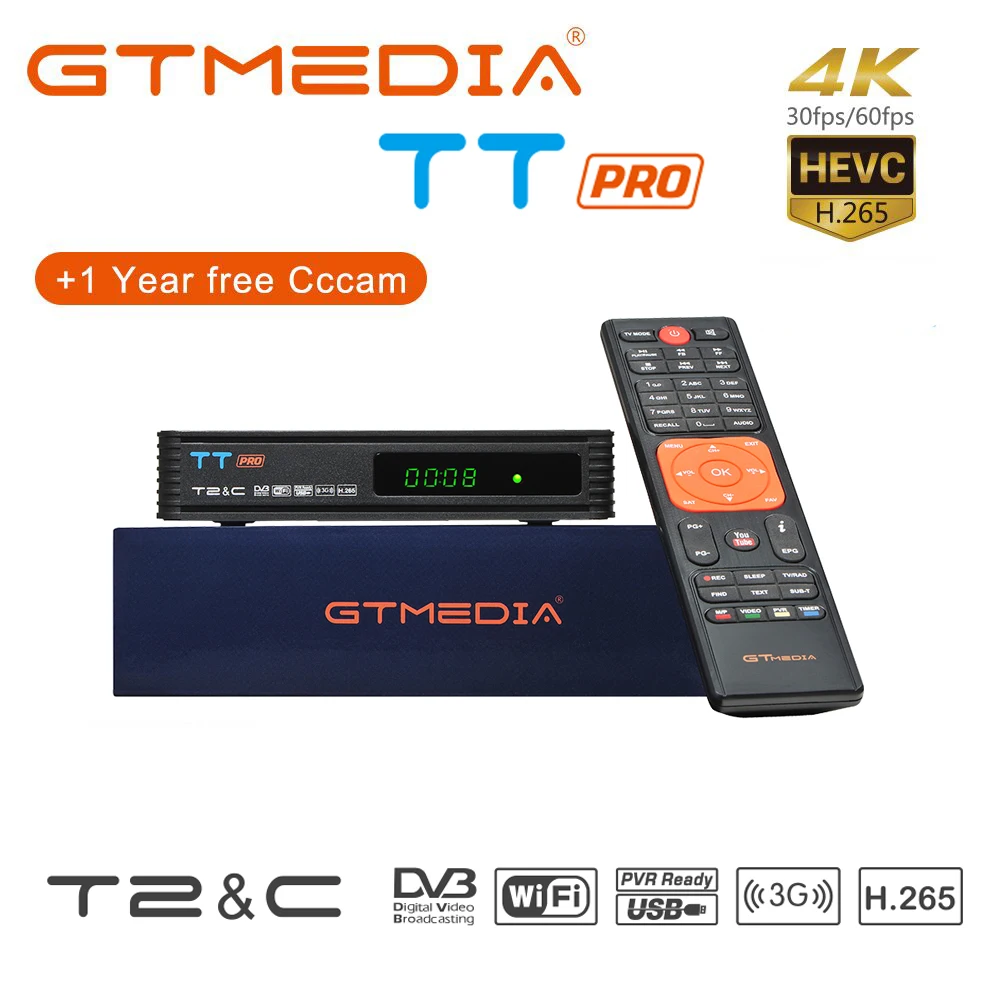 GTMEDIA TT PRO DVB-T2/кабель цифровой приемник спутниковый DVB-T2 ТВ-тюнер Wifi бесплатный цифровой рецептор HD 1080P русский ручной ТВ-приставка