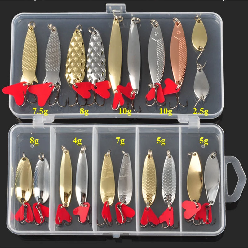 Hot Silver and Gold Brilliant Metal Jig Spoon Fishing Lure Set 10/20/25/35 PCS Sequin Kit Bait Fishing Tackle Winter Fishing