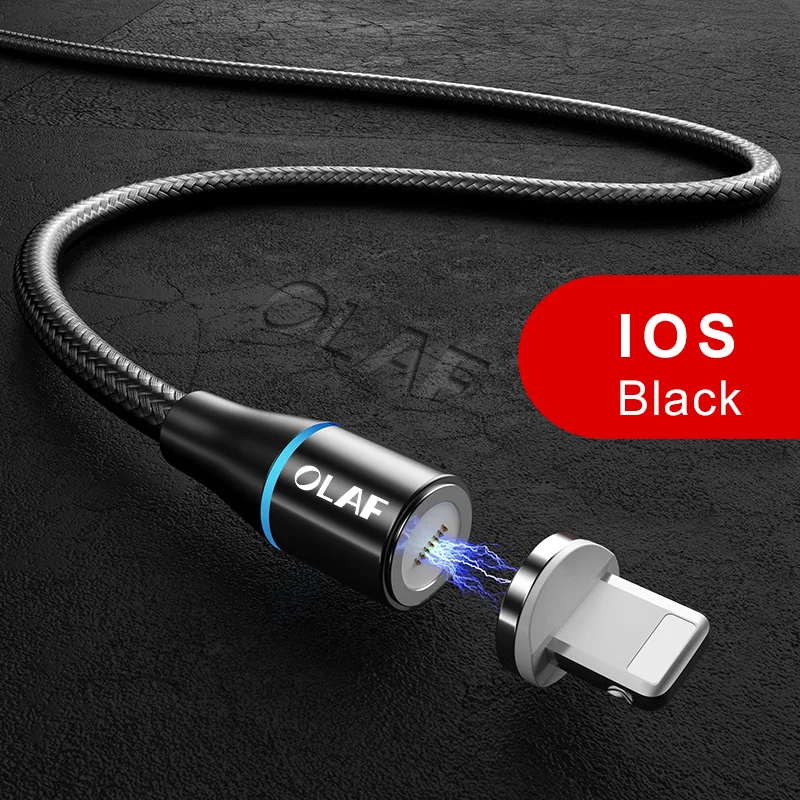 Магнитный кабель 3A Micro usb type C для samsung S10 S9 huawei, быстрая зарядка USB C, магнитный кабель для iPhone 11 X, шнур зарядного устройства 1 м 2 м - Цвет: Black Kit For iphone