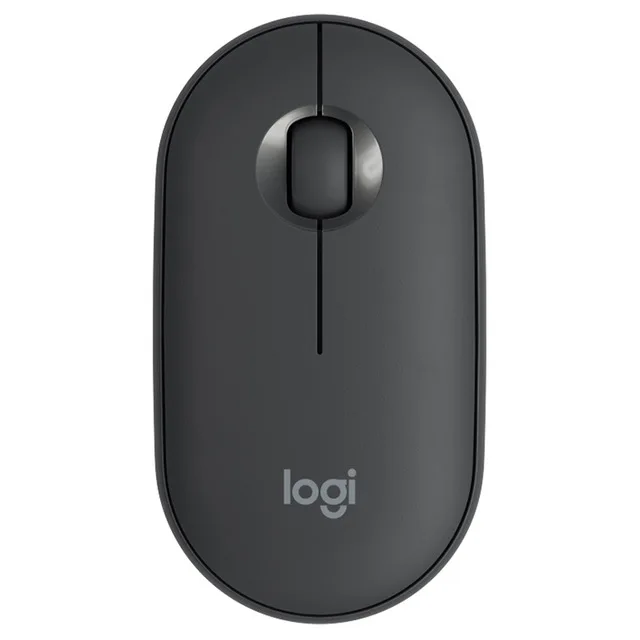 Беспроводная Бесшумная игровая мышь logitech Pebble Cobblestone, Bluetooth, тонкая портативная модная мини компьютерная мышь с двумя режимами, черный цвет - Цвет: Черный