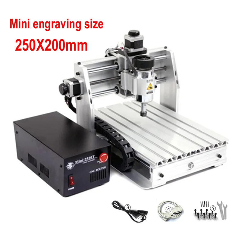 

mini engraver CNC milling machine 2520 Mach3 cnc router engraving machine 250*200mm working area ER11 Collet for PCB Plastic