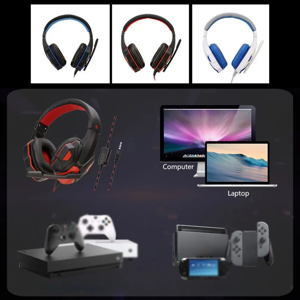 For PS4 for PC Computer Gaming Earphone Headphones Computer Headset Universal Headset with Microphone