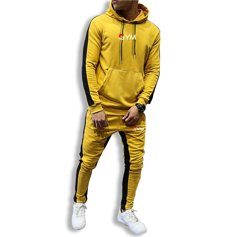 

2019 New Fashion Men Hoodies Suits Brand Tracksuit Men Hip Hop Sweatshirts+Sweatpants Autumn Winter Fleece Hooded Pullover