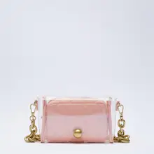 

Fashion Thick Chains Transparent Bag Designer Women Shoulder Bags Luxury Clear Pvc Pu Leather Crossbody Bag Small Summer Purses