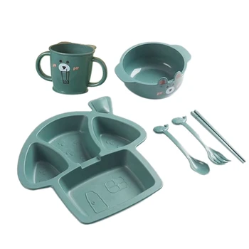 

6 Pcs Baby Tableware Set Baby Mushroom Bowl with Cup Utensils Food