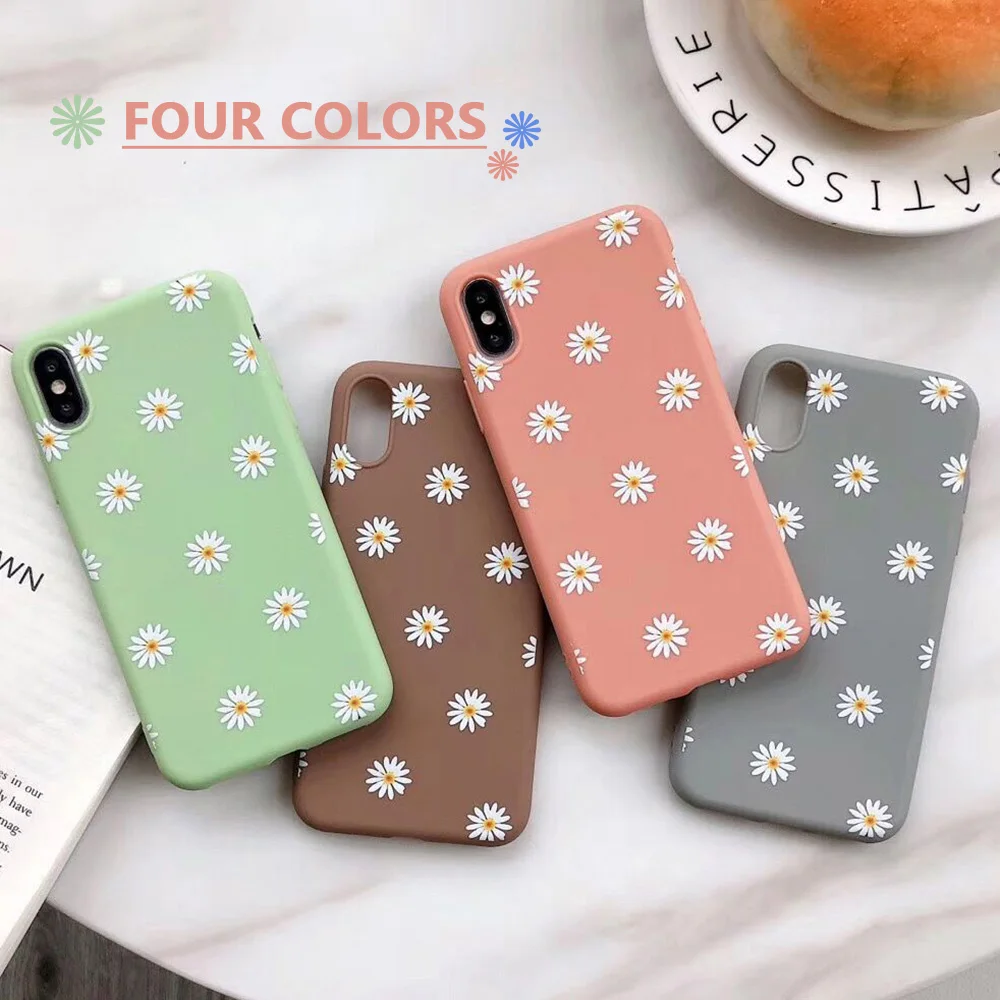 

Luxury Thin Soft Candy Color Case Flowers Phone Case For iPhone 11 Pro X XR XS Max 7 8 6 6s Plus 5 5s SE TPU Silicone Back Cover
