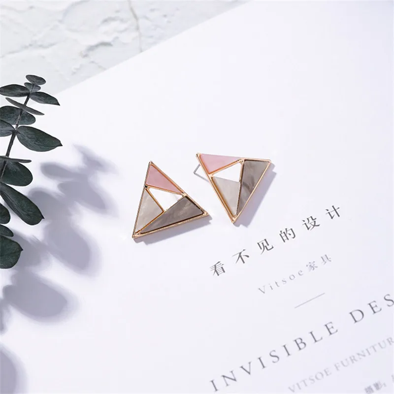 Корея маленькие свежие акриловые красочные серьги личности полые геометрические круглые треугольные квадратные женские подарочный набор украшений для ушей