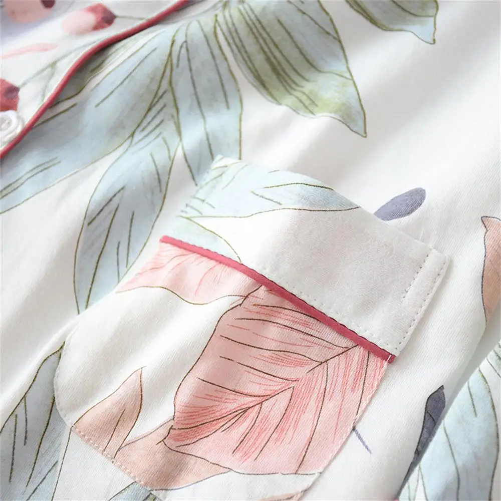 Женский пижамный комплект из 2 предметов новый хлопка с цветочным принтом и