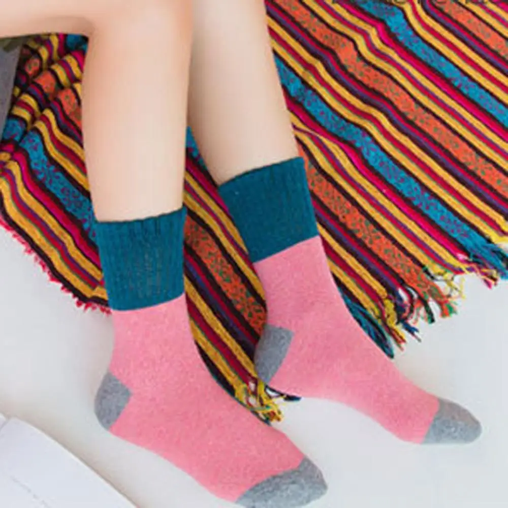 5 пар, женские носки Харадзюку, модные Лоскутные Повседневные хлопковые утолщенные Носки средней длины, разноцветные женские носки, Chaussette Femme4