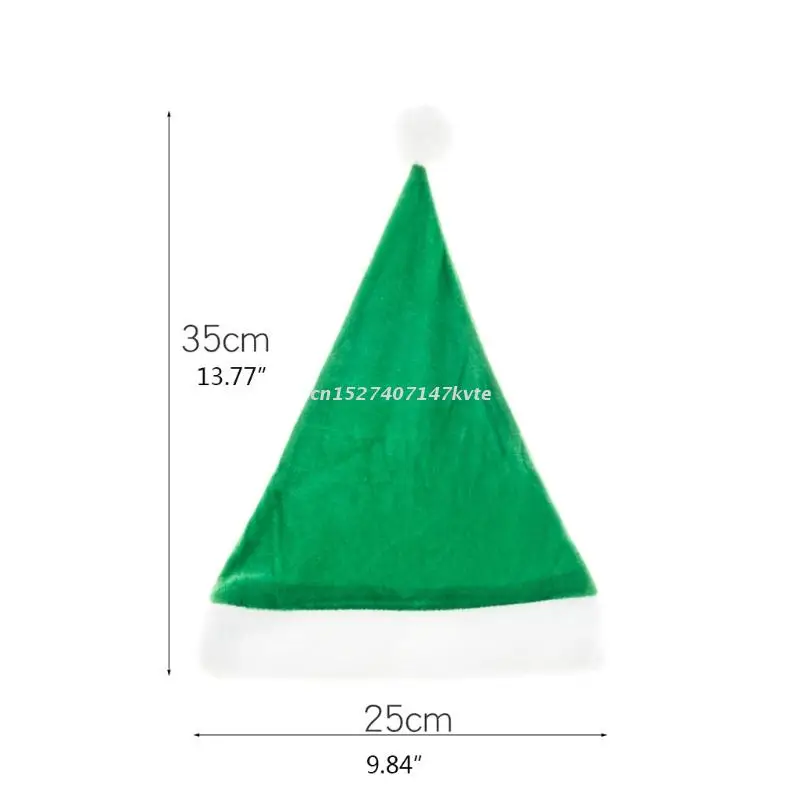 Unisex Adult's Children Santa Claus Christmas Hat for Wowen Man Xmas Holiday Green Headwear Velvet Cosplay Props