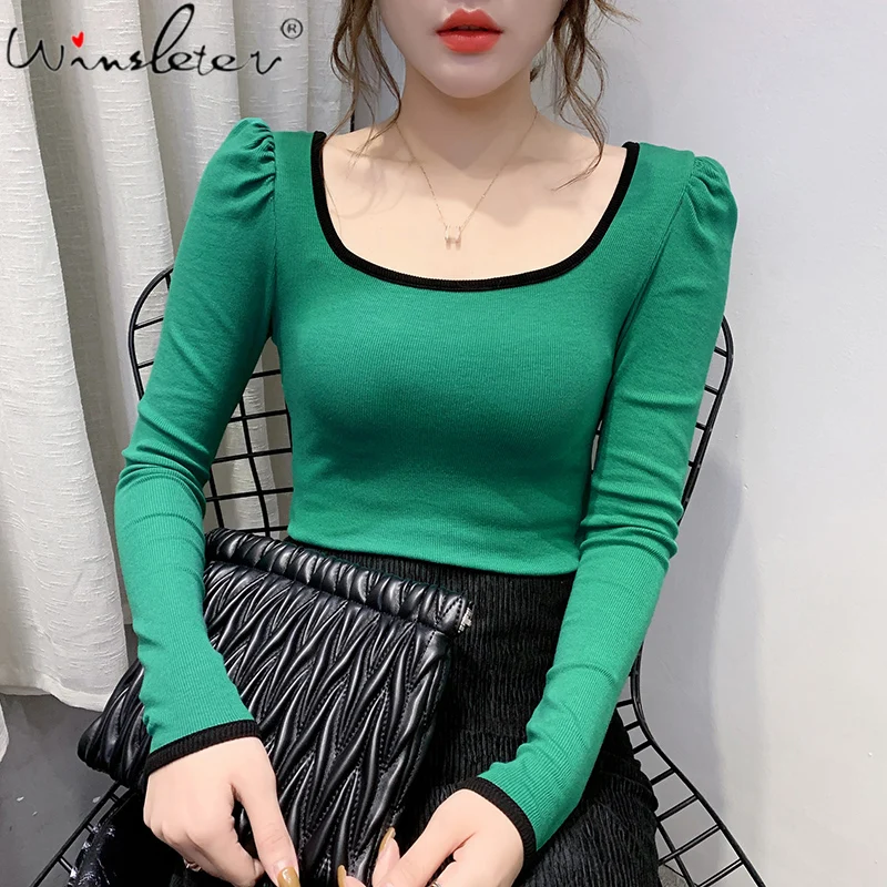 Basic Cotton T Shirt Women Multi Colors Plus Size S 3XL Square Collar basic-cotton-t-shirt-women-multi-colors-plus-size-s-3xl-square-collar