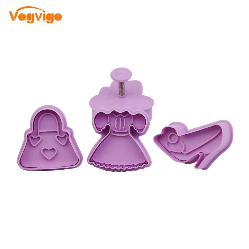 VOGVIGO 4 шт. бисквит 3D пластиковый Push-type Рождественский родитель-ребенок набор для работы с мастикой «сделай сам» гончарная форма формочка для печенья инструменты для украшения торта