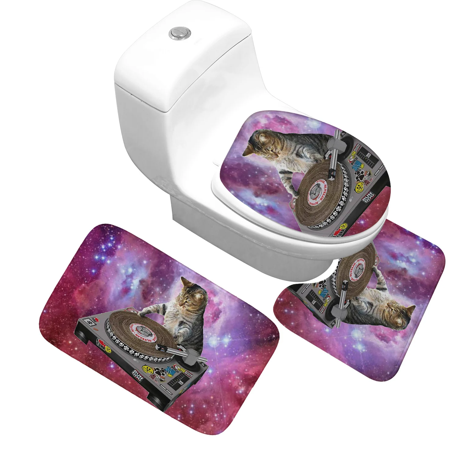DJ cat Zeegle 3 шт. коврики для ванной комнаты, коврики для ванной комнаты, Нескользящие Коврики для ванной комнаты, впитывающие коврики для туалета, коврик для душа, набор ковриков для ванной комнаты - Цвет: DJ cat