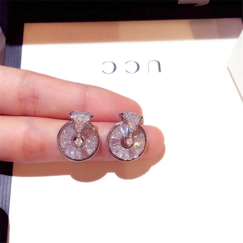 Pendientes de botón Pendientes de plata con piedra de circón brillante párr mujer de joyería coreana 2020