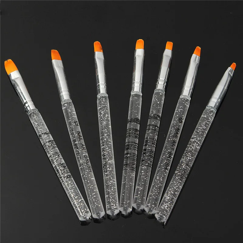 

7pcs UV Gel Acrylic Crystal Design Builder Painting Nail Art Brush Pen Tool Set Crystal Painting Drawing Carving Pen Tool Set