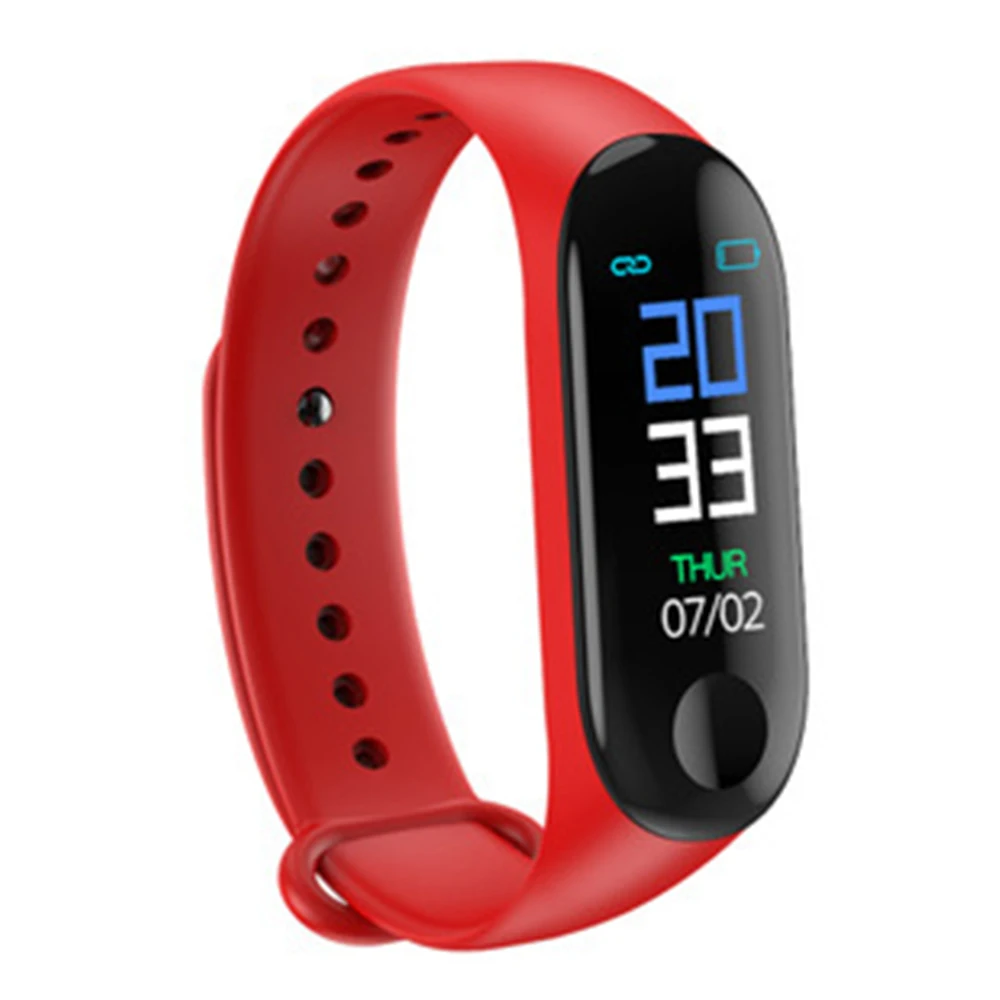 Спортивный шагомер M3Plus смарт-браслет часы Bluetooth монитор сердечного ритма фитнес умный Браслет шаговый шаг для IOS Android - Цвет: Red