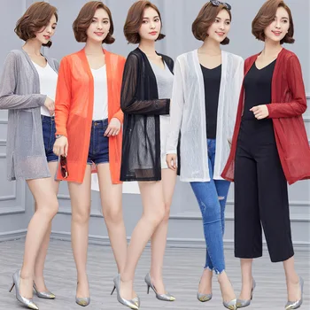 

Summer Thin Gauze Loose Coat Woman Chiffon Shirt Long Sleeve Cardigan