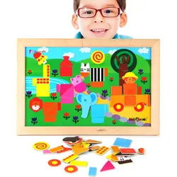 Детский Деревянный блокнот для раннего образования, магнитный пазл-в-1-2-3, двусторонняя магнитная игрушка-головоломка для родителей и детей