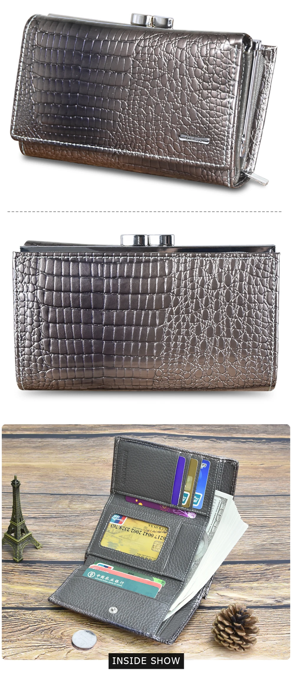 Genuine Leather Alligator Short Wallet