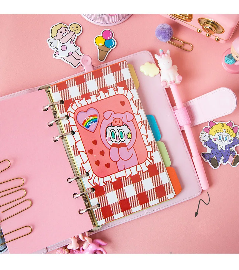 Cute Kawaii A6 Notebook Macaron Leather DIY Loose-leaf Journal Diary Spiral  Time Planner Agenda Organiz…