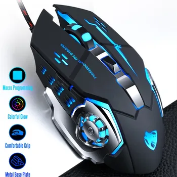 

Ergonomic Wired Gaming Mouse LED USB Computer Mouse Gamer Mice 6 Button 2500 DPI V6 Silent Mouse With Backlight For PC Laptop