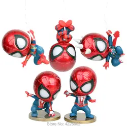 Bobble Head Железный Человек-паук ПВХ Фигурки миниатюрные коллекционные модели автомобиля украшения для детских игрушек подарок для детей