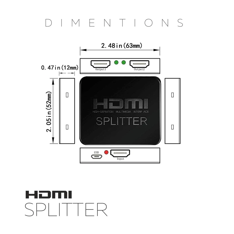  Hdmi Splitter 1 in 2 Out-Ultra Hd 4K 4 Porte Hdmi Adattatore per Il Fuoco Bastone/Tv /Fuoco Tv/Roku