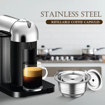 

Stainless Steel Coffee Capsule 230ml Coffee Filter Cup Reusable Refillable Coffee Capsule Set for Nespresso Coffee Machine