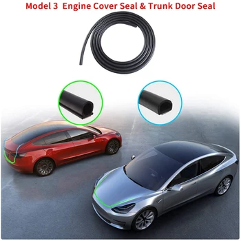

2PCS Door Seal Kit Engine Cover & Trunk Door,Soundproof Rubber Weather Draft Wind Noise Reduction Kit for Tesla Model 3
