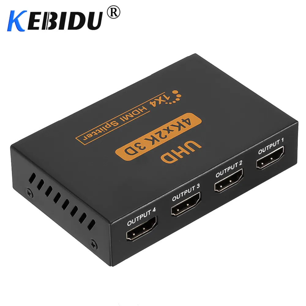 Kebidu 4K HDMI сплиттер Full HD 1080p видео HDMI коммутатор 1X2 1X4 двойной дисплей для HDTV DVD PS3 Xbox