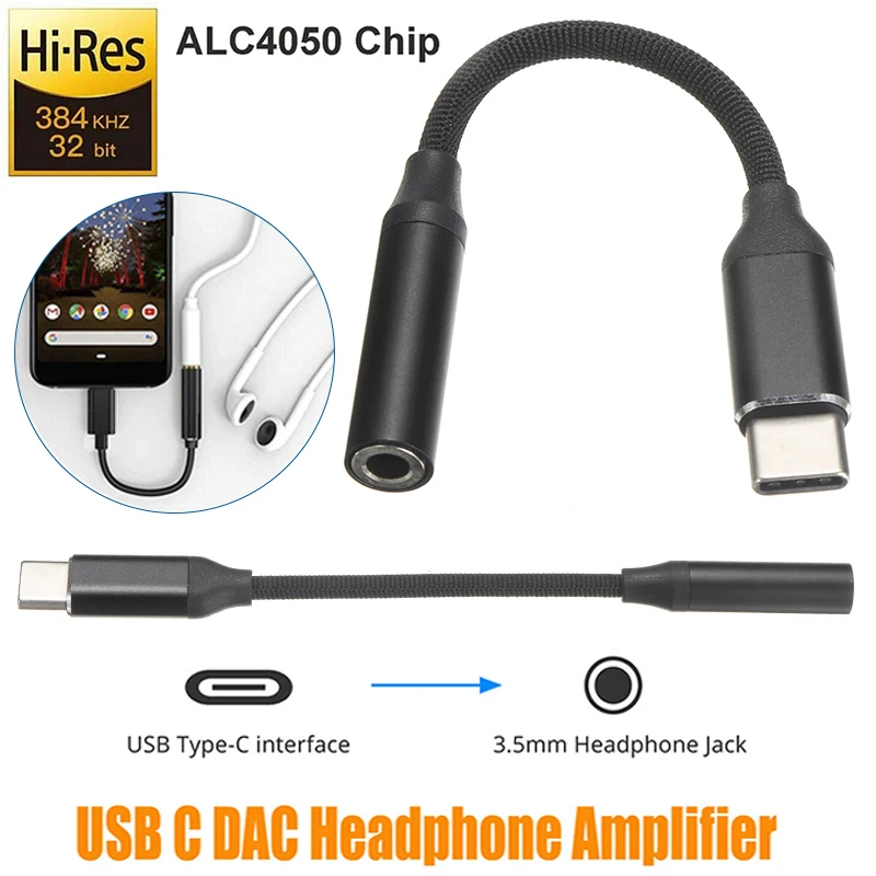 Новинка USB Type-C DAC усилитель для наушников конвертер Черный 3 5 мм Джек аудио стерео