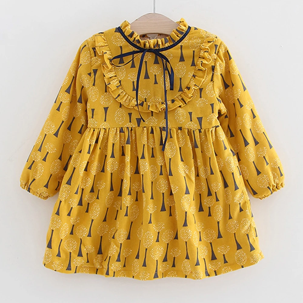 

Didi Kids Toddler Girls Dresses Baby Girl Clothes 2020 Spring Autumn Bow Print Princess Party Elegant Kids Dress Vestido
