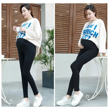 

CYSINCOS Pregnant Mother Skinny Pencil Pant Spring Pregnant Women Plus Size Cotton Pant Maternity Thin High Stretch Trousers
