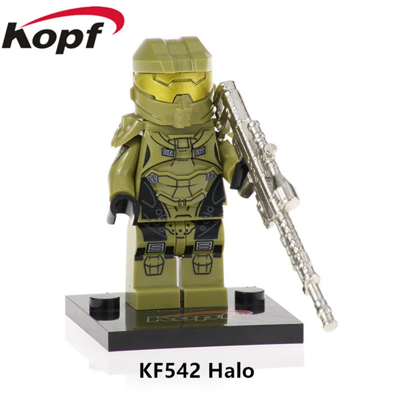 

Single Sale Action Figures Building Blocks Halo Spartan Solider With Real Metal Weapon warrior Education Gift Toy Kids KF542