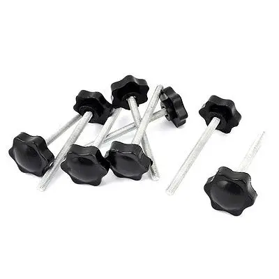 

M6 x 70mm Male Thread 32mm Star Head Dia Screw On Type Clamping Knob 8Pcs