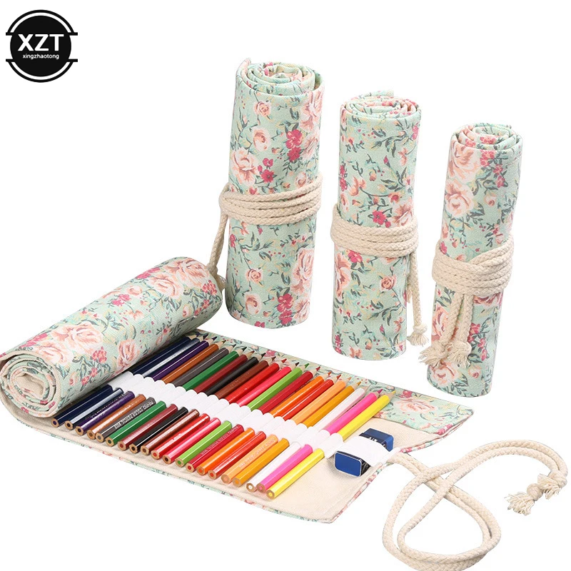 Большая емкость Национальный стиль ручной работы холст РОЛИК ручка сумка для мальчиков и девочек цвет свинца эскиз канцелярских товаров коробка канцелярские сумки