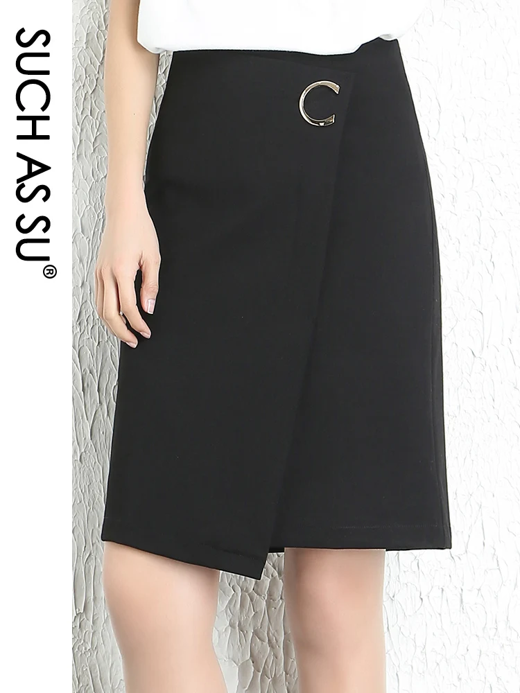 

New 2020 Knit Asymmetrical Skirt Women Autumn Black C Sequined High Waist Irregular Skirts S-3XL Patchwork Office Lady Skirts