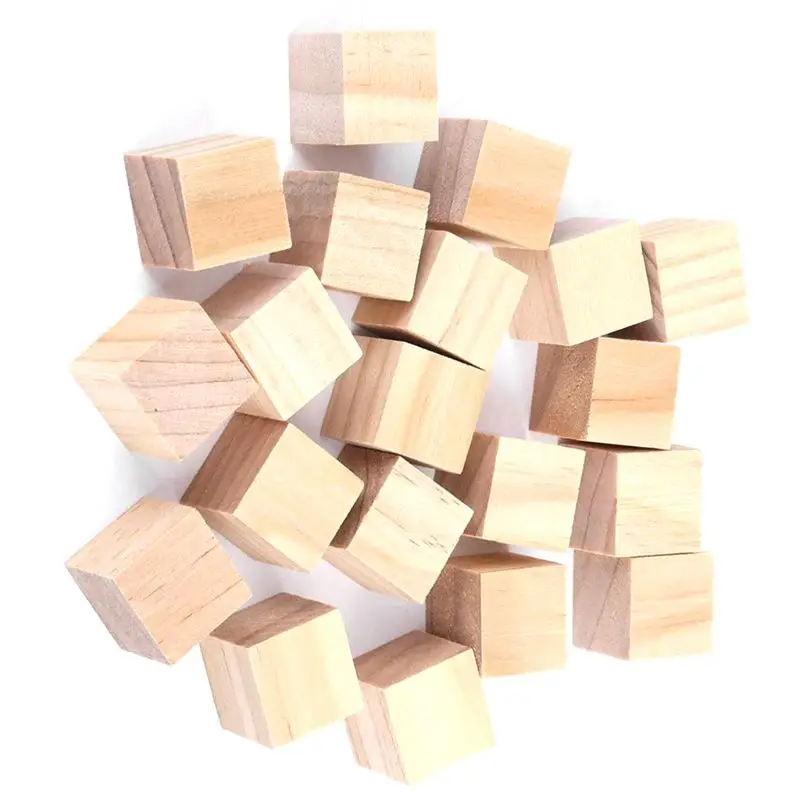 

Wooden Cubes Natural Unfinished Craft Wood Blocks for Baby Shower Pack of 20