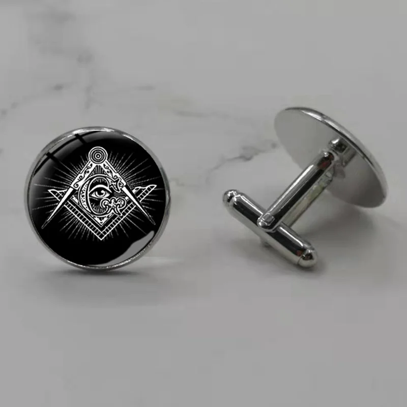 Songda Винтаж Шарм яркая Пирамида запонки в форме глаз для мужчин масонский квадратный компас масонского стекла значок рубашка Запонки - Окраска металла: Silver5